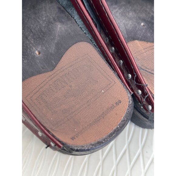 Troentorp Bastad Donatello Clogs Women 35 Studded Round Toe Maroon Leather Shoe - Picture 3 of 9